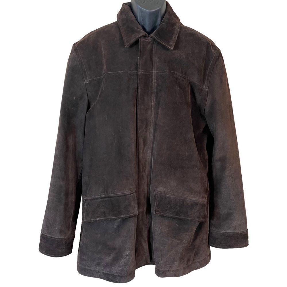 Banana Republic Suede Leather Car Coat in Chocolate Brown